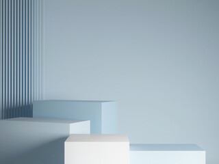 Premium mock up podium for product presentation, blue background, 3d render, 3d illustration.