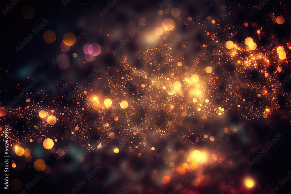 Poster light bokeh for the holiday season. radiant little bits of matter. a hazy history. space galaxies ge