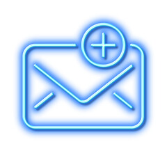 New Mail line icon. Add Message correspondence sign. Neon light effect outline icon.