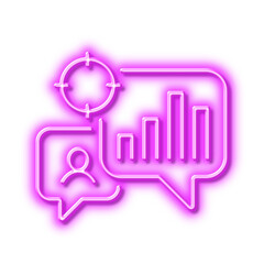 Seo statistics line icon. Search engine optimization sign. Neon light effect outline icon.
