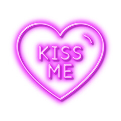 Kiss me line icon. Sweet heart sign. Valentine day love. Neon light effect outline icon.