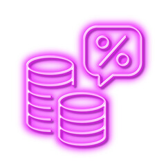 Money tax line icon. Cash tax rate sign. Neon light effect outline icon.