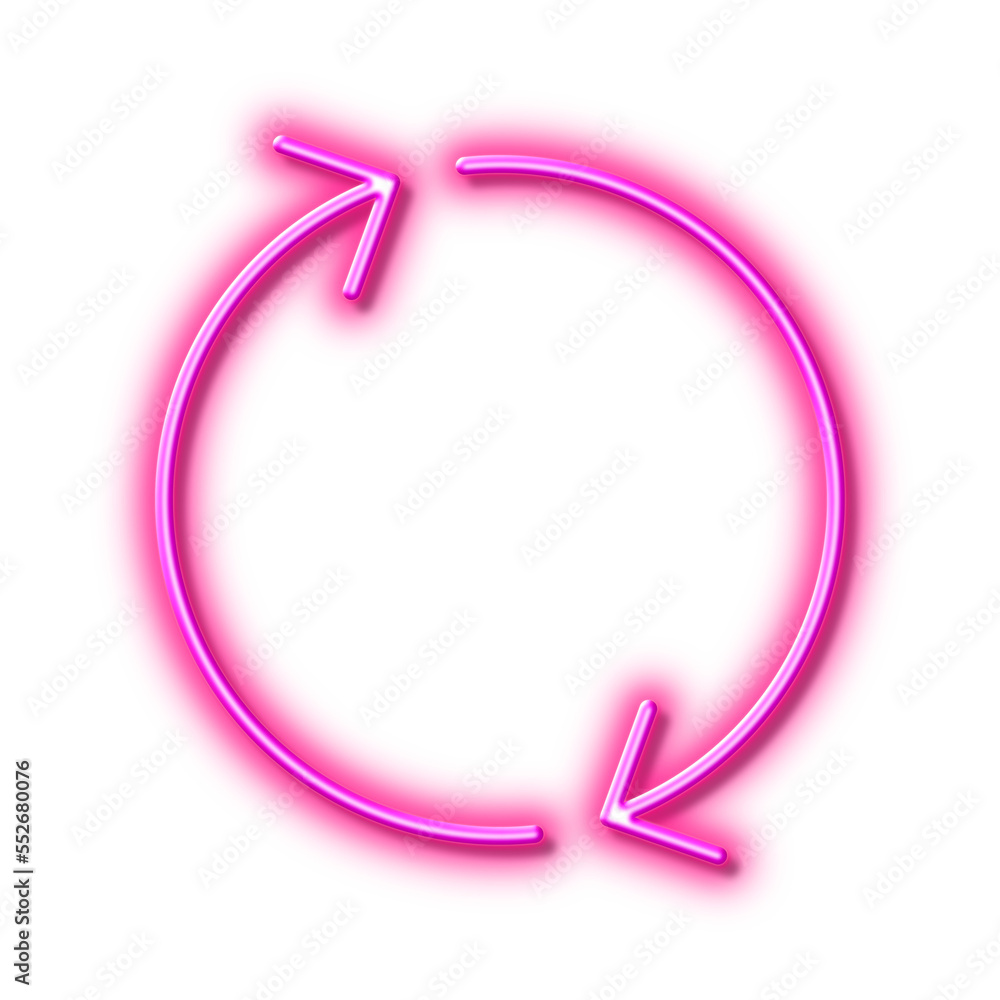 Poster refresh arrow line icon. rotation arrowhead. neon light effect outline icon.