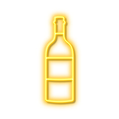 Wine bottle line icon. Merlot or Cabernet Sauvignon sign. Neon light effect outline icon.