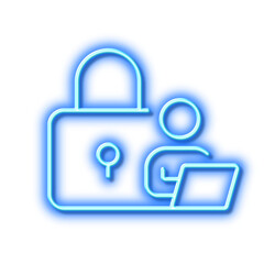 Lock line icon. Security access sign. Neon light effect outline icon.
