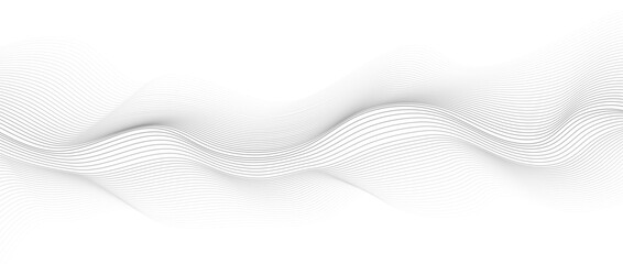 shape. Beautiful wavy line on a white background. Horizontal banner template. Abstract futuristic template. Chrome technological wallpaper.