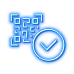 Qr code line icon. Scan barcode sign. Neon light effect outline icon.