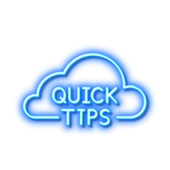 Quick tips cloud line icon. Helpful tricks sign. Neon light effect outline icon.
