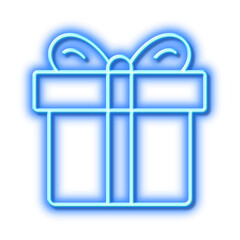 Gift box line icon. Present sign. Neon light effect outline icon.