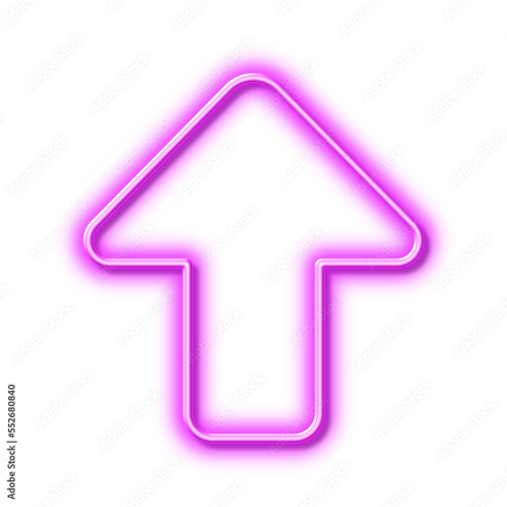 Poster upload arrow line icon. direction arrowhead. neon light effect outline icon.
