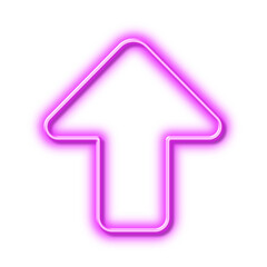 Upload arrow line icon. Direction Arrowhead. Neon light effect outline icon.