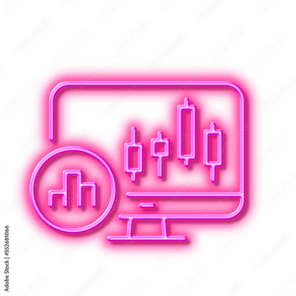 Poster candlestick chart line icon. analytics graph sign. neon light effect outline icon.