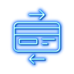 Credit card line icon. Bank payment method. Neon light effect outline icon.
