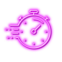 Timer line icon. Time management sign. Stopwatch. Neon light effect outline icon.
