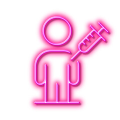 People vaccination line icon. Vaccine syringe sign. Neon light effect outline icon.