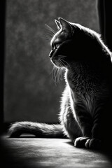 Silhouette of a beautiful black cat 