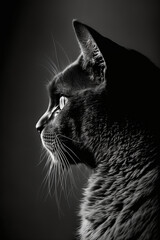 Silhouette of a beautiful black cat 