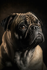 Adorable cute Pug Dog close-up picture portrait