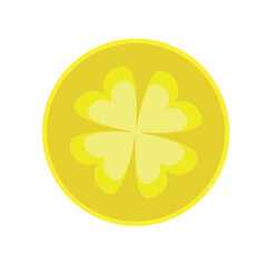 Gold coin on patrick day. Vector illustration design. Happy shiny day. Happy st. Patrick icon.