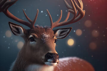 Santa's Reindeer Close-Up Portrait