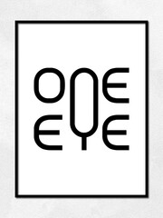 One Eye art design poster banner template with a window for text. wall frame Vector flat. Vertical format