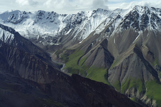 The boundary mountains of Kluane National Park seen from the air.
