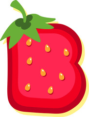 Strawberry fruit style alphabet text, letter B