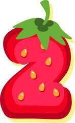 Strawberry fruit style alphabet text, namber 2