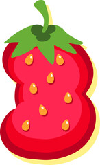 Strawberry fruit style alphabet text, namber 3