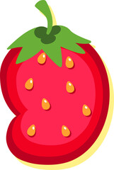 Strawberry fruit style alphabet text, namber 9