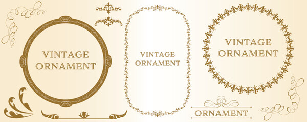 Fototapeta premium set of graphic materials, oriental patterns, arabesque patterns, antiques, decorative borders and vintage frames.