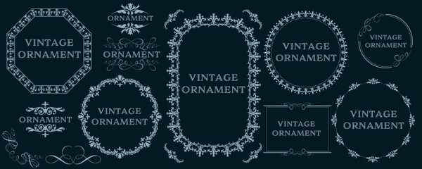 グラフィック素材: オリエント柄、アラベスク柄、アンティーク、飾り罫ビンテージのフレームのセット