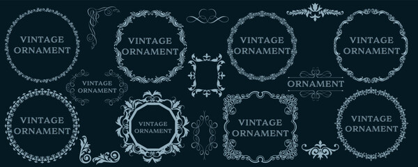 グラフィック素材: オリエント柄、アラベスク柄、アンティーク、飾り罫ビンテージのフレームのセット