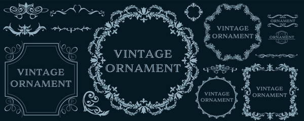グラフィック素材: オリエント柄、アラベスク柄、アンティーク、飾り罫ビンテージのフレームのセット
