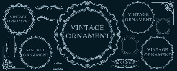 グラフィック素材: オリエント柄、アラベスク柄、アンティーク、飾り罫ビンテージのフレームのセット