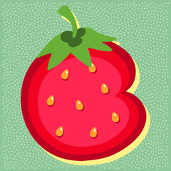 Strawberry fruit style alphabet text, letter C