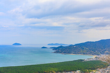 Fototapeta premium 鏡山展望台から見た唐津湾「佐賀県」