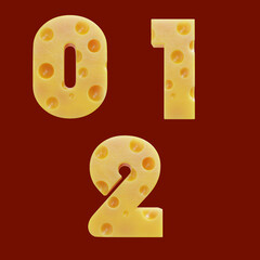 Cheese capital letter alphabet - digits 0-2