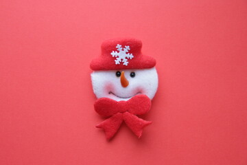 Art Christmas greeting card. Snowman toy.