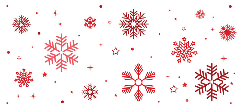 Red snowflakes winter background. Vector design for xmas holidays.