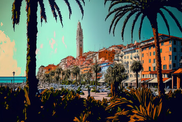 Fototapeta na wymiar Italy's Sanremo cityscape Generative AI