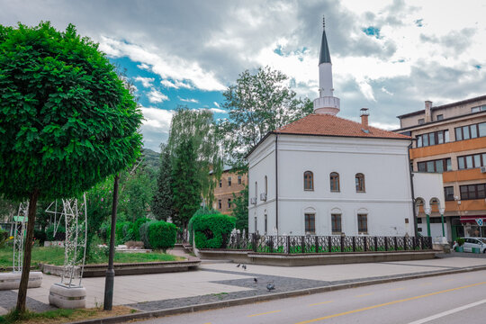 One dzamija or mosque in Travnik, city in Bosnia on a summer day