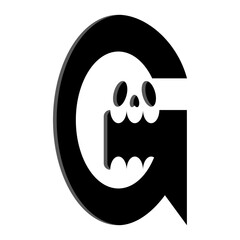 g letter and ghost logo. spooky and unique logo