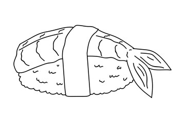 Hand drawn sushi clipart. Japanese traditional cuisine dishes. Asian food