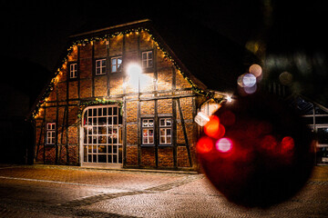 Bauernhaus Weihnachten Beleuchtung  Haus Stimmung weihnachtlich Weihnachtsbaum Deutschland