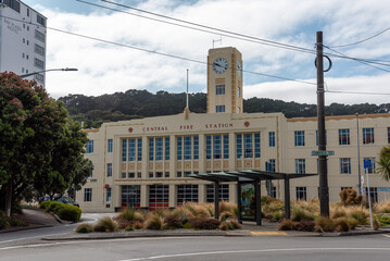 2021, FEBRUARY 01 - NAPIER, NEW ZEALAND - Famous Art Deco building in Wellington, the Central Fire Station
