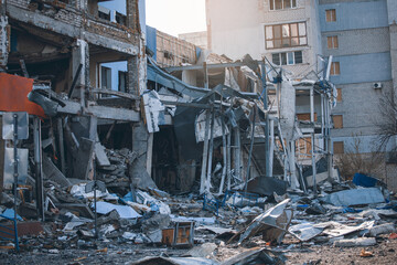 Building Destroyed by a Missile during the War in Ukraine