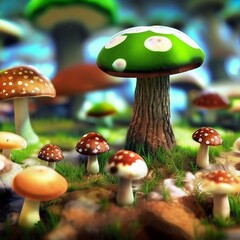 Mushroom Landscape That Inspires Adventure k realistic highly detailed