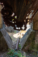 Old decayed stamping battery in Karangahake, Coromandel peninsula in New Zealand