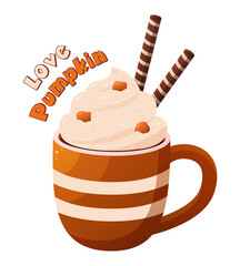 Autumn or winter hot drink. Pumpkin spice latte